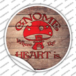Gnome Where Home Is Red Novelty Circle Sticker Decal