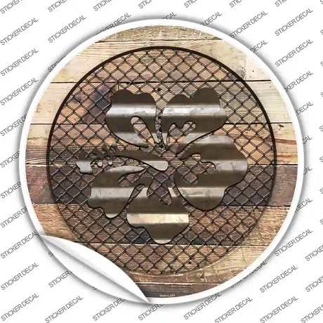 Hawaiian Flowers on Wood Novelty Circle Sticker Decal
