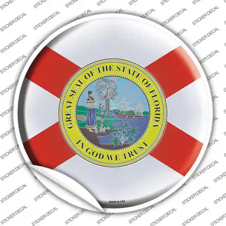 Florida State Flag Novelty Circle Sticker Decal