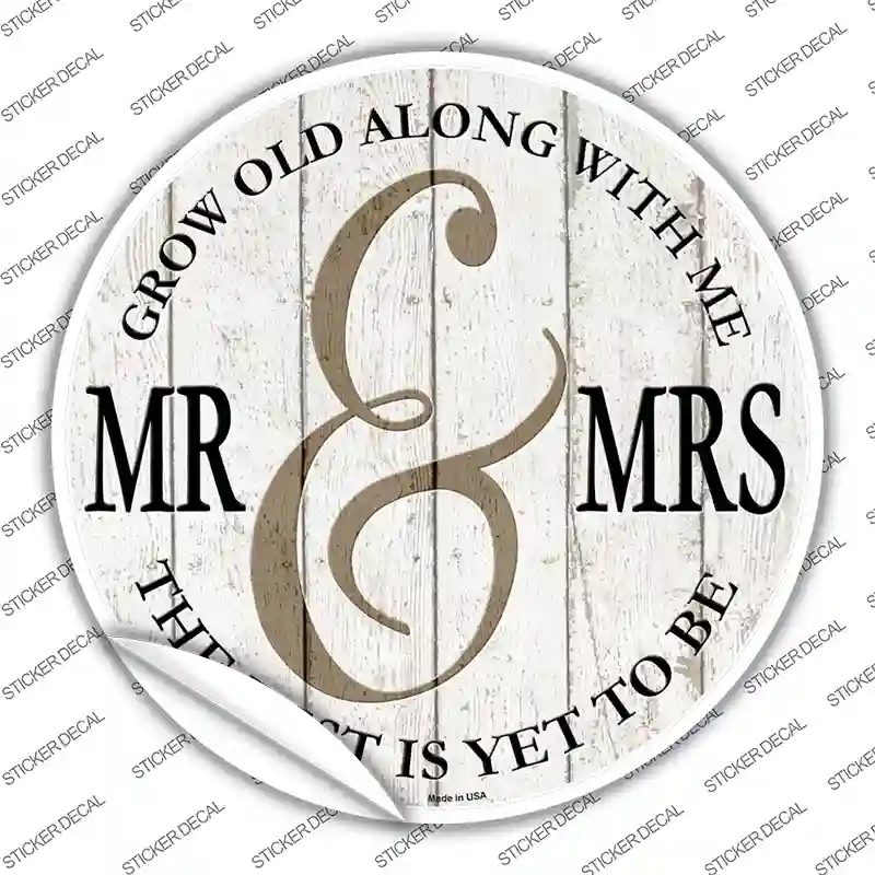 Mr and Mrs White Novelty Circle Sticker Decal