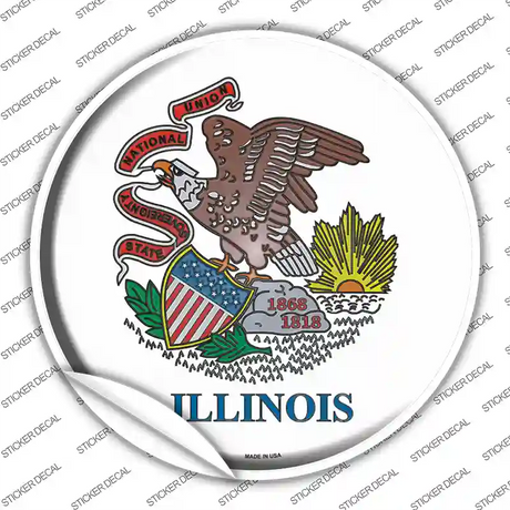 Illinois State Flag Novelty Circle Sticker Decal