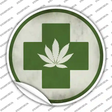 Cannabis Green Cross Novelty Circle Sticker Decal