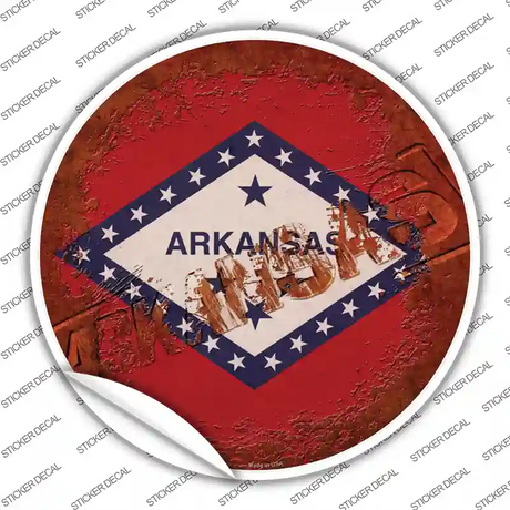 Arkansas Rusty Stamped Novelty Circle Sticker Decal