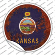 Kansas Rusty Stamped Novelty Circle Sticker Decal