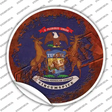 Michigan Rusty Stamped Novelty Circle Sticker Decal
