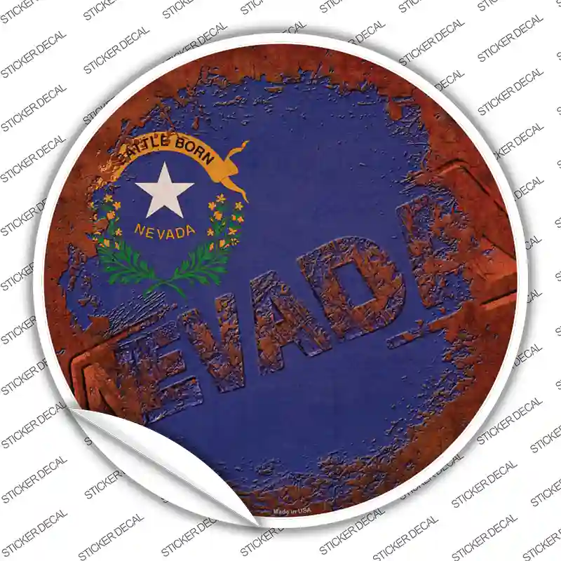 Nevada Rusty Stamped Novelty Circle Sticker Decal