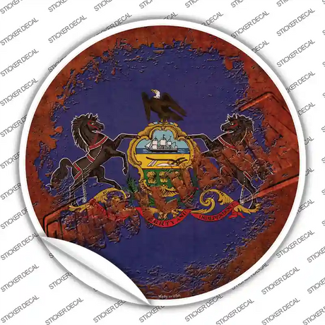 Pennsylvania Rusty Stamped Novelty Circle Sticker Decal