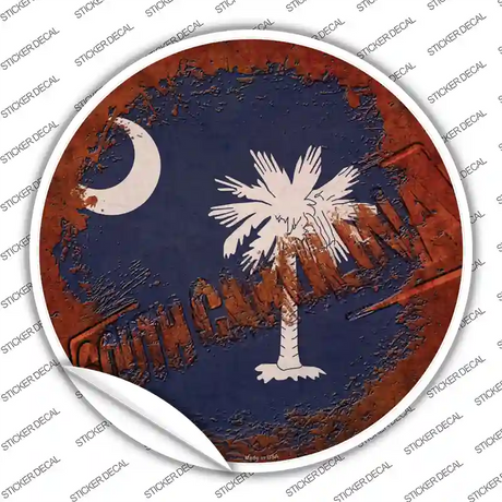 South Carolina Rusty Stamped Novelty Circle Sticker Decal