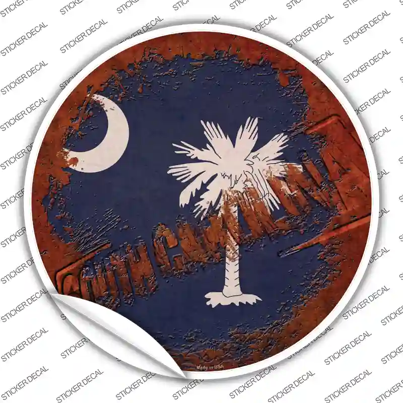 South Carolina Rusty Stamped Novelty Circle Sticker Decal