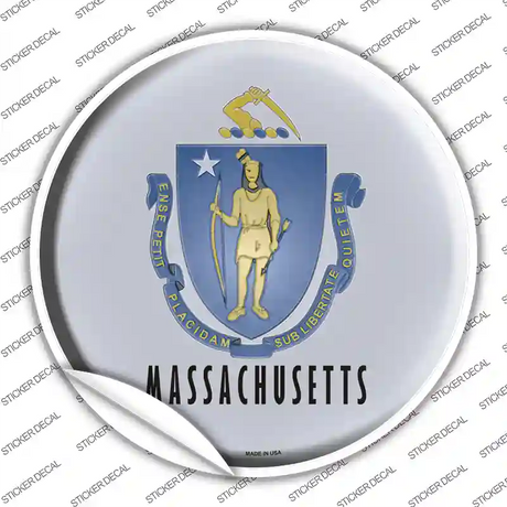 Massachusetts State Flag Novelty Circle Sticker Decal