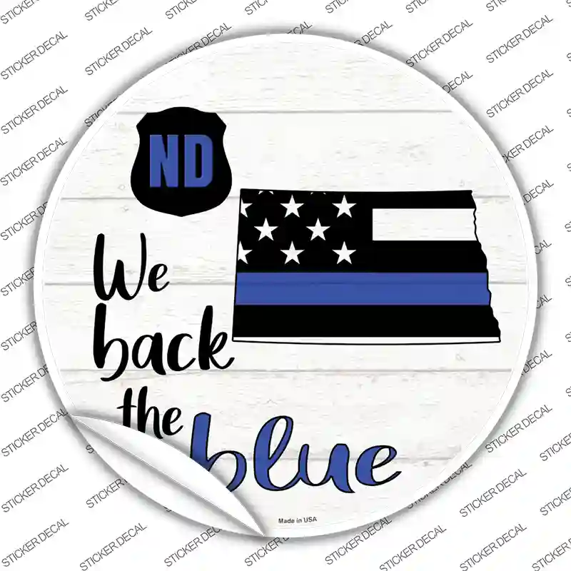 North Dakota Back The Blue Novelty Circle Sticker Decal