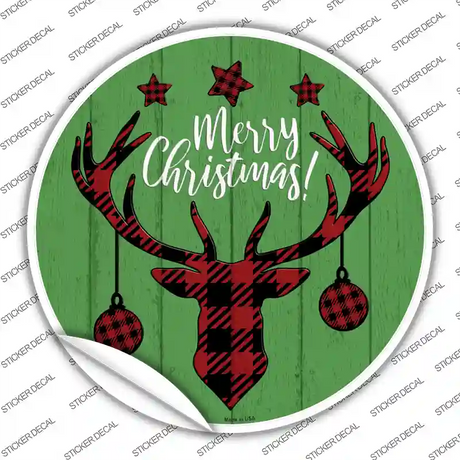 Merry Christmas Reindeer Novelty Circle Sticker Decal