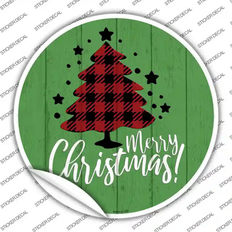 Merry Christmas With Tree Novelty Circle Sticker Decal
