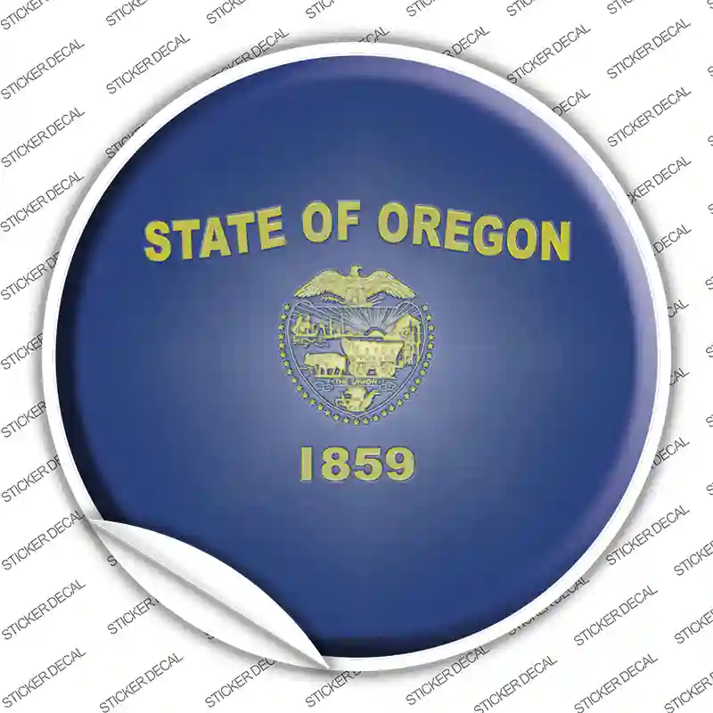 Oregon State Flag Novelty Circle Sticker Decal