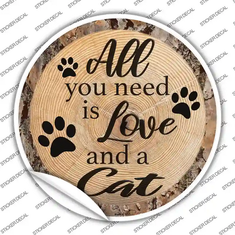 Love and a Cat Novelty Circle Sticker Decal