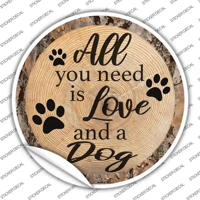 Love and a Dog Novelty Circle Sticker Decal