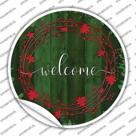 Welcome Green Novelty Circle Sticker Decal