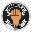 Assholes Garage Wrench Novelty Circle Sticker Decal