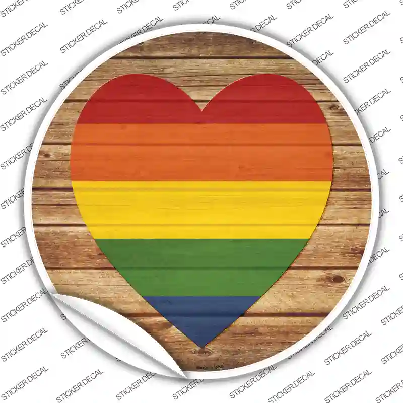 Heart Rainbow Novelty Circle Sticker Decal