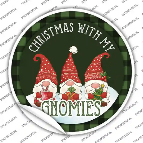 Christmas with my Gnomies Novelty Circle Sticker Decal