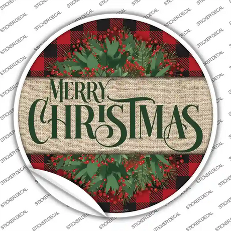 Merry Christmas Red Novelty Circle Sticker Decal