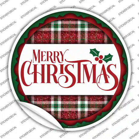 Merry Christmas Red and Green Novelty Circle Sticker Decal