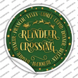 Reindeer Crossing Green Novelty Circle Sticker Decal