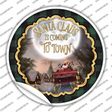 Santa Claus Is Coming To Town Novelty Circle Sticker Decal