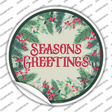 Seasons Greetings Red Novelty Circle Sticker Decal