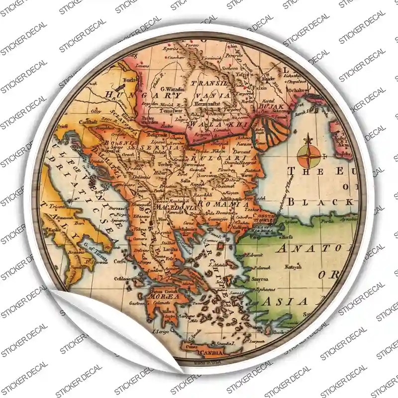 Former Yugoslavia Map Novelty Circle Sticker Decal