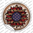 USA Flag Sunflower Novelty Circle Sticker Decal