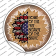 USA Flag Sunflower Home of the Free Novelty Circle Sticker Decal