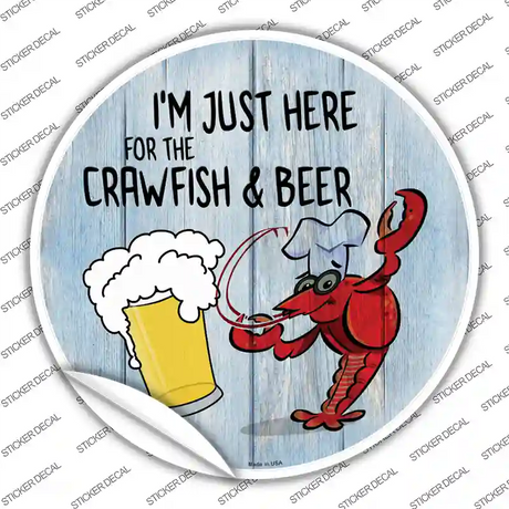 Crawfish and Beer Novelty Circle Sticker Decal