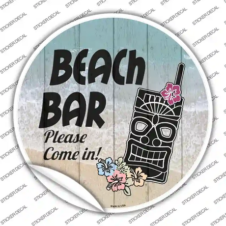 Beach Bar Tiki Novelty Circle Sticker Decal
