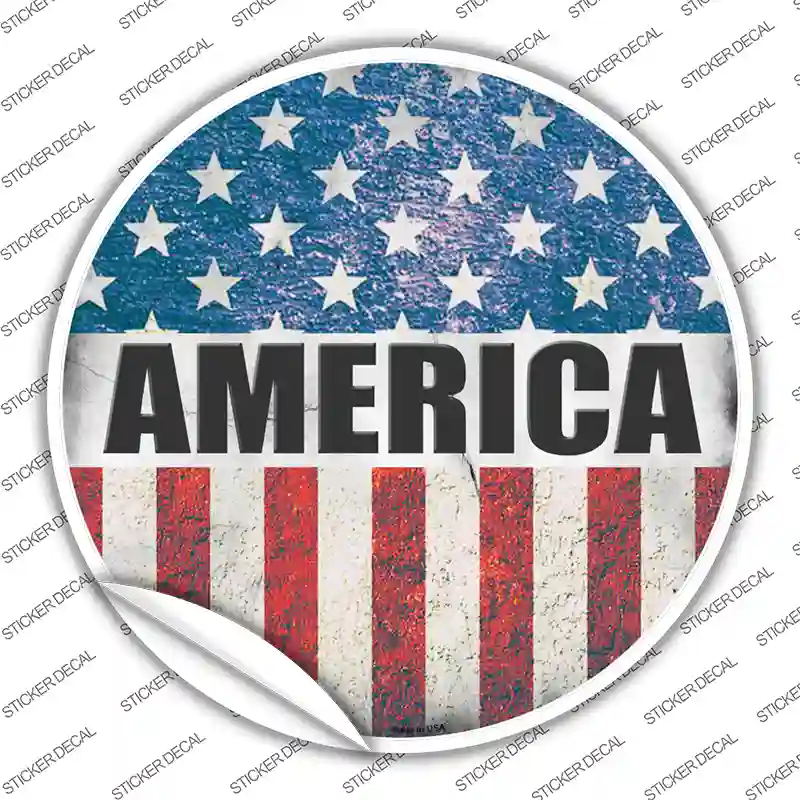 America Flag Background Novelty Circle Sticker Decal