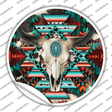 Cow Skull Aztec Vibrant Print Novelty Circle Sticker Decal