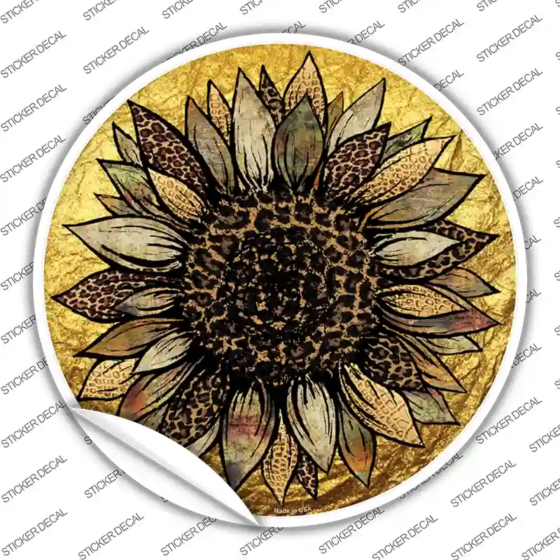 Western Sunflower Novelty Circle Sticker Decal