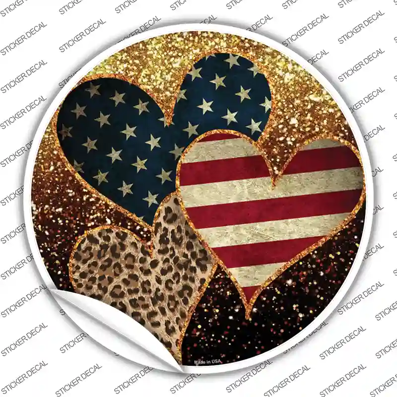 Stars Stripes Animal Print Hearts Novelty Circle Sticker Decal