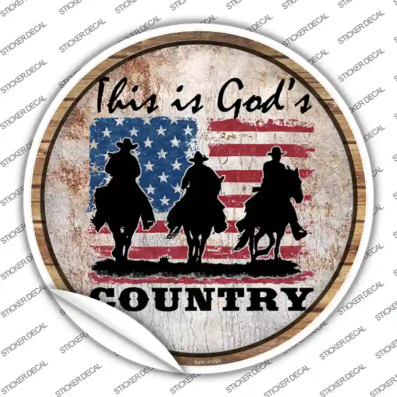 Gods Country Three Horsemen Novelty Circle Sticker Decal