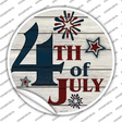 4th Of July White Wood Novelty Circle Sticker Decal