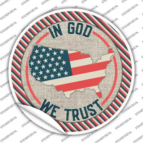 In God We Trust USA Stripes Novelty Circle Sticker Decal