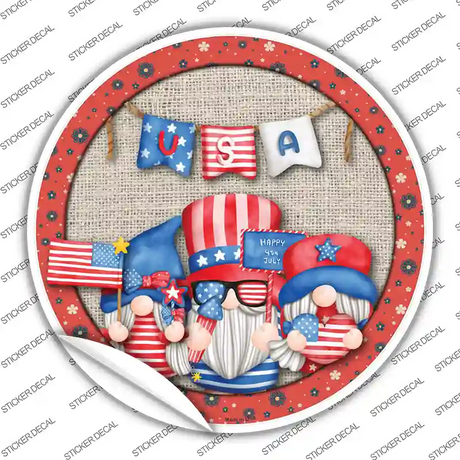 Gnomes USA Banner Novelty Circle Sticker Decal
