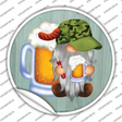 Beer Camo Grilling Gnome Novelty Circle Sticker Decal