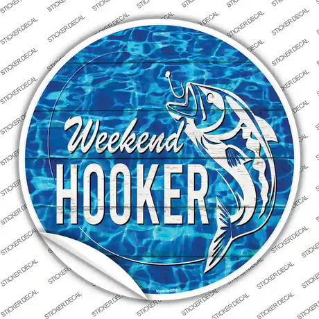 Weekend Hooker Bass Water Background Novelty Circle Sticker Decal