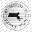 Massachusetts Where is Began Novelty Circle Sticker Decal