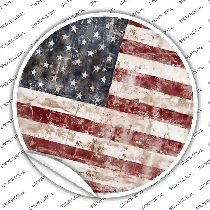 American Flag Smudged Rusty Novelty Circle Sticker Decal