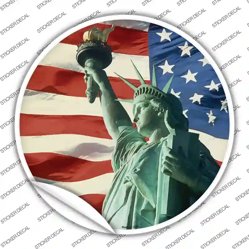 Lady Liberty American Flag Novelty Circle Sticker Decal