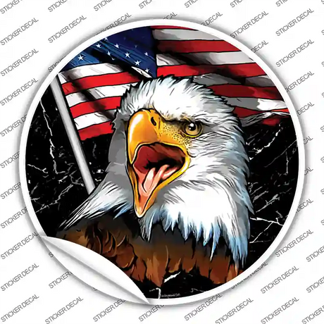 Eagle With Flag Novelty Circle Sticker Decal
