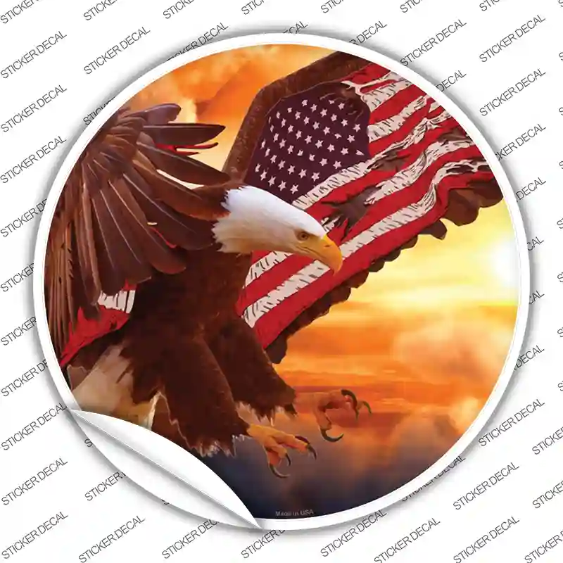 Eagle American Flag Wing Novelty Circle Sticker Decal