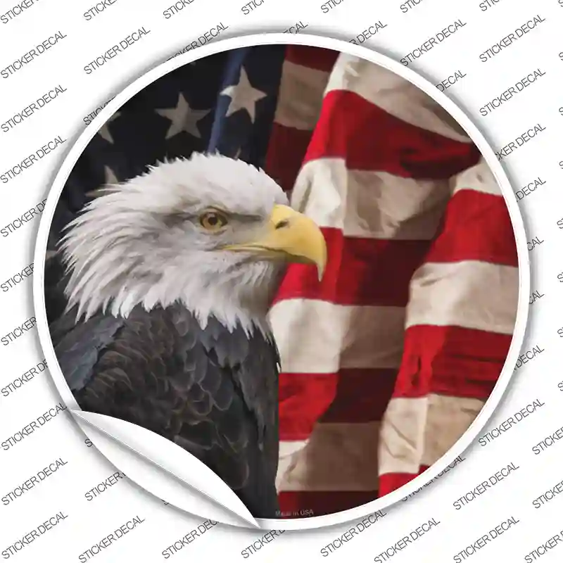 Bald Eagle American Flag Novelty Circle Sticker Decal